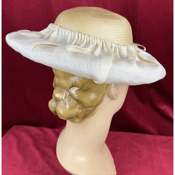 CHIC Vintage Matsuda Nicole Avant Garde Sun Hat Grass Straw With Cover Japan - Picture 3 of 9